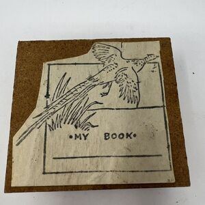 Handmade Vintage Book Owner Stamp Collector Stamp My Book Pheasant 1980's Stamp